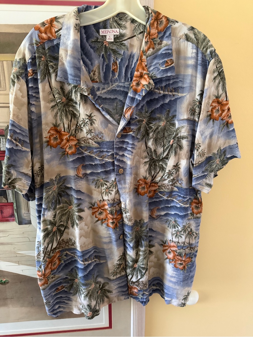 Merona Tropical Print Camp Shirt - Blue, Green & Orange